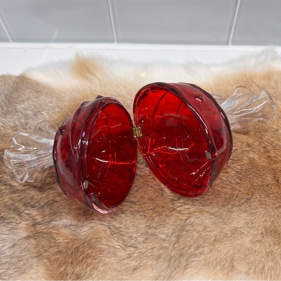 Vintage Plastic Hard Candy Wrapper Shaped Trinket Gift Box Red Brass Hinged - Picture 4 of 9